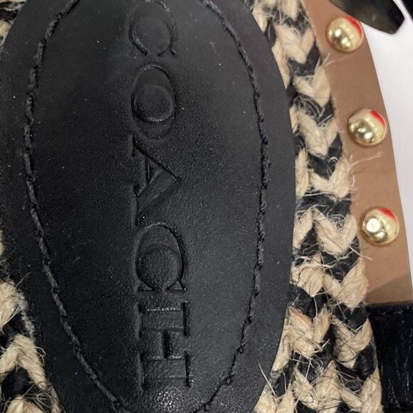 COACH Gracey Black and Brown Leather Thong Sandals w/ Gold Studs, size 9 - Picture 9 of 12